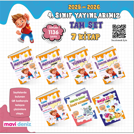 MAVİ DENİZ YAYINCILIK 4. SINIF TAM SET 2025-2026 (7 KİTAP)